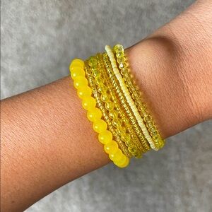 Yellow Beaded Bracelet Set